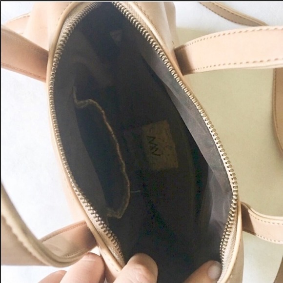 MATT & NAT Cream Tan Mitsuko Mini Bowling Bag Removeable Strap Crossbody Purse - Picture 7 of 8